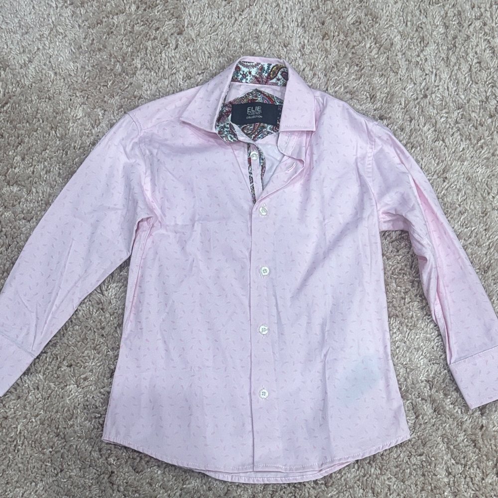 Boys Light Pink Casual Button Down Shirt